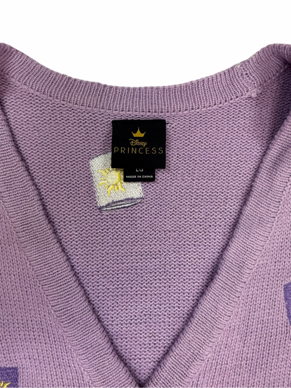 Disney Purple Tangled Rapunzel Embroidered Cardigan Sweater - Picture 3 of 5
